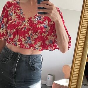 Urban Outfitters Floral Red Crop Top